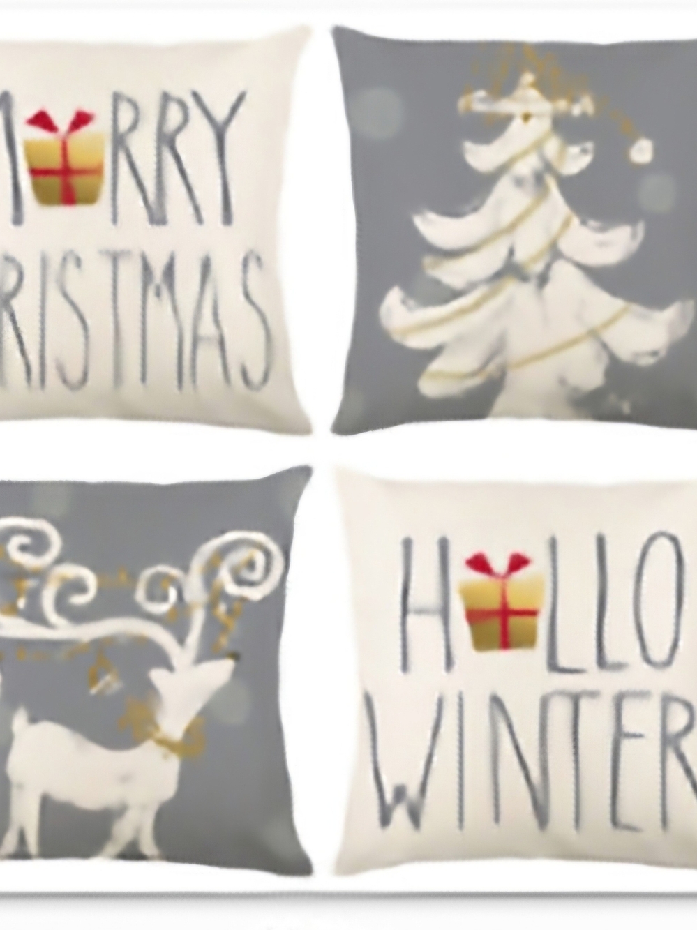 Holiday Decorative Throw 4 Piece Pillow Set - Winter Greetings NEW